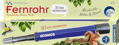KOSMOS 676940 Fernrohr, entdecke Deine Welt, Linsenfernrohr mit 30-facher Vergrößerung, Stabiler Okularauszug, für Kinder ab 8 Jahre mit Tipps zur Anwendung und Beobachtungen