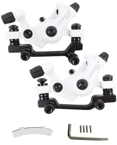 GUOFANG Kit Freno a Disco per Bicicletta, Pinza Freno Meccanico a Disco, Freno a Disco Universale Anteriore e Posteriore (Bianco Anteriore e Posteriore)