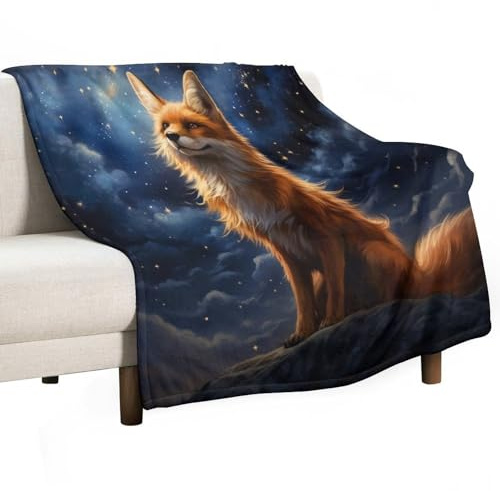Kuscheldecke Mit Fuchs Motiv Decke 100x130cm, Sofadecke Mit Tierdruck, Weiche Warme Fleecedecke Für Erwachsene, Decken Für Herbst Winter