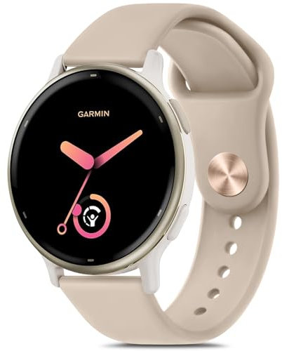 Oumida Garmin Armband für Garmin Forerunner 165/165 Music/Forerunner 55, Vivoactive 5 / Vivoactive 3 für Damen Herren, 20mm Silikon Armbänder Sport Ersatz Uhrenarmband, Milchtee Farbe