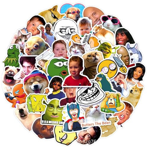 DIWSO 100 Stück Lustige Meme Aufkleber, Klassische Lustige Emoji Aufkleber, Wasserfeste Vinyl Aufkleber für Laptop, Snowboard, Koffer, Scrapbook, Skateboard, Gepäck, Graffiti, Teenager