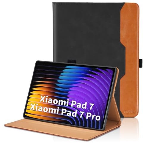 Case for Xiaomi Pad 7 / Xiaomi Pad 7 Pro (2025) 11.2 inch Bussiness Cover with Pocket & Pencil Holder, Hand Strap, Auto Wake/Sleep -Black