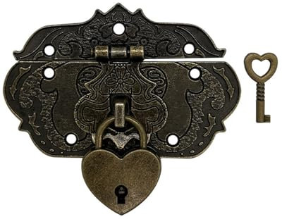 KEMUZ Candado Mini Metálico Antiguo - Cerraduras Antiguas de Hierro Fundido, Ideal para Joyeros, Cajas de Madera, Baúles y Muebles, Diseño Vintage Elegante (1 Unidad)