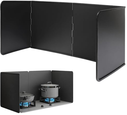 Wuciray Spritzschutz Faltbar Herd Küche Faltbare Küchen Spritzplatte Spritzschutz Küchen und Herdschutz Herd Spritzschutz Schwarz (30cm)