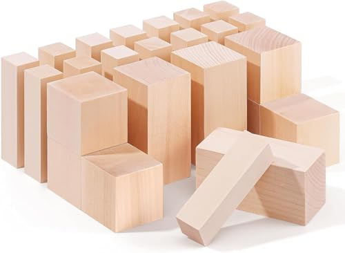 24 Lindenholz Schnitzblöcke, 3 Größen, Schnitzholz Für Kinder & Erwachsene | Weiches Lindenholz, Glatt Und Gratfrei, 24-Teilig In 3 Größen, Ideal Für Schnitzen, Diy, Anfänger Und Hobbybastler