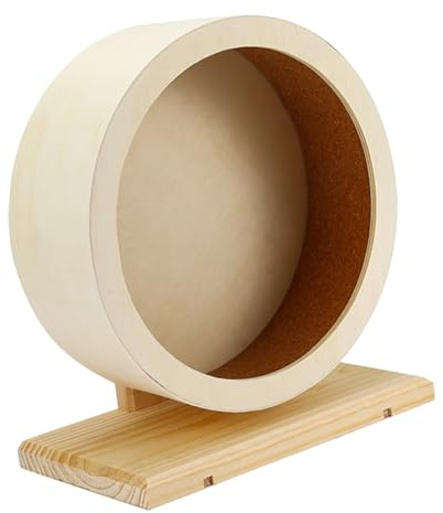 PartyKindom Hamster Laufrad Holz Mit Korkunterlage Geräuscharmes Laufrad Für Hamster Meerschweinchen Chinchillas Und Kleine Nagetiere Trainingsspielzeug Für Kleine Haustiere