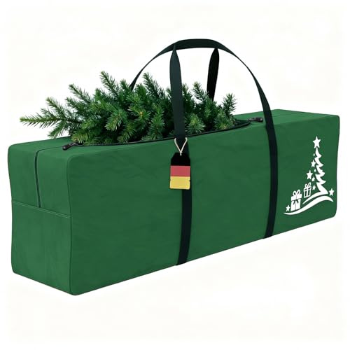 Huracan Weihnachtsbaum Aufbewahrungstasche 127x40x48cm, Tannenbaum Tasche 600D Oxford Wasserdicht, Weihnachtsbaumhülle mit Verstärkte Griffe, Baumtasche Künstliche zerlegt Baum, Transporthülle, Grün