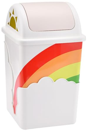 DECORNIJIA Poubelle Maison Créative Motif Arc-ciel et avec Couvercle Rose Conteneur à Déchets Écologique pour Cuisine Chambre Bureau et Salle de Bain