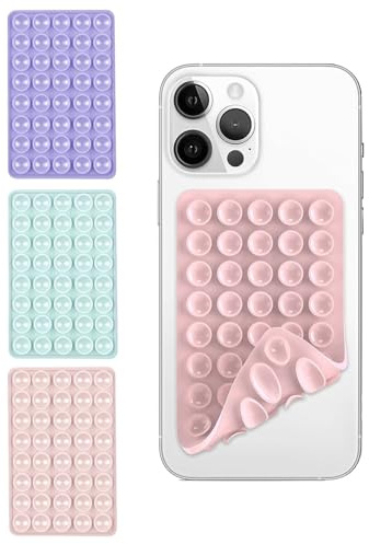 HUVZOR 3pcs Paquetes de ventosas de Silicona,ventosa movil doble cara,accesorios para el teléfono,Soportes de teléfonos móviles Antideslizantes para Selfies y Videos,Verde/Rosa/Morado