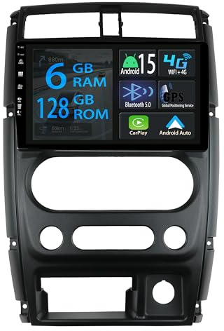 [6+128GB] Keconsing 9 Zoll Android 15 Autoradio Für Suzuki Jimny 3 2005-2017 Radio Carplay Stereo Wireless Car Play GPS Auto Navi Bildschirm Bluetooth Navigation Player Touchscreen FM SWC