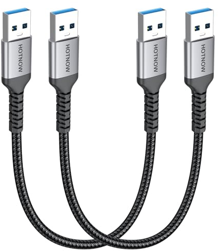 Cable USB 3.0 30cm 2Pack,USB Tipo A Macho a Tipo A Macho,10Gbps Cable | Cable Conexión,Transferencia Rápida Datos,para Impresoras,Escáneres,Módems,Discos Duros,Cámaras,HDD,DVD,KVM,Portátiles y Hubs