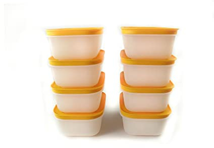 TUPPERWARE Gefrier-Behälter 450 ml weiß-orange Eis-Kristall (8) Eiskristall