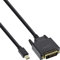 InLine 17222 - Cable Mini DisplayPort a DVI (conector Mini DisplayPort macho a conector DVI-D 24+1 macho, 2 m), color negro y dorado