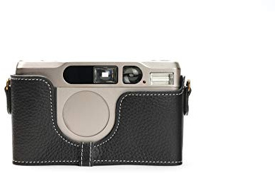 Zakao Kameratasche für Contax T2, handgefertigt, echtes Leder, Halb-Kameratasche für CONTAX T2, mit Handschlaufe, Schwarz