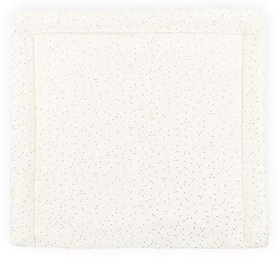 KraftKids Wickelauflage in Musselin goldene Punkte auf Weiß, Wickelunterlage 75x70 cm (BxT), Wickelkissen