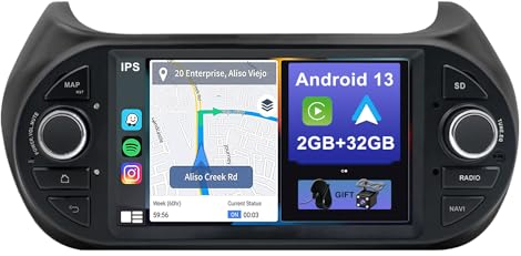 YUNTX Android 14 Autoradio für FIAT Fiorino/Qubo/Citroen Nemo/Peugeot Bipper Radio -IPS 7 Zoll GPS mit navi Bluetooth - Unterstützung DAB/USB/CarPlay/WiFi/4G/MirrorLink (mit rückfahrkamera)