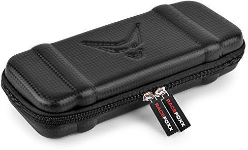 Hartbox Box mit Reißverschluss, Hartschalen-Box für kleine Geräte, Kopfhörer, Navi, Reisebox, 250x100x45mm, Carbonlook, RACEFOXX