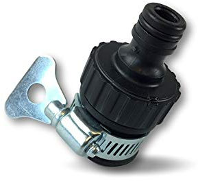 Adaptateur de robinet universel | Collier réglable acier inox | Jonction en caoutchouc souple noir | Raccordement tuyau plastique ABS | Pour robinets muni d'un embout 10 à 15 mm | Kibros | JADU