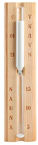Sablier de Sauna, 15 Minutes Sablier Sauna en Bois Minuterie de Sable Sauna Compte à Rebours Sablier Horloge de Sable avec Sable Blanc pour Sauna ou Salle de Spa - 30x6.5cm