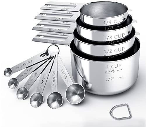 TILUCK Lot de 10 tasses et cuillères à mesurer en acier inoxydable, gadgets de cuisine pour la cuisine et la pâtisserie