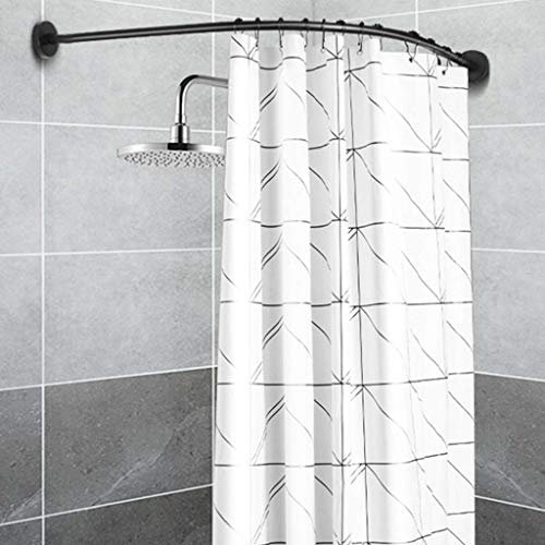 GJXJY Viertelkreis Duschvorhangstange Edelstahl Schwarz Weiß Silber, Eckdusche Gebogen, Duschstange, Winkel-Duschenstange, FüR Bad, BekleidungsgeschäFt