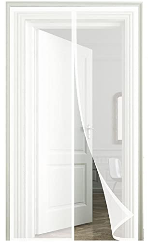 Zanzariera Magnetica per Porta,110x260cm (43.3x102.36in) Magnetico Chiusura Automatica Tendina Anti Zanzare ,per Porte Finestre Balcone Soggiorno Mantiene Stanza Traspirante Senza Zanzare-Bianco
