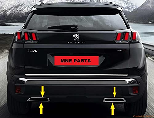 mne parts pour Peugeot 3008 SUV 2016+ Acier Inoxydable Chrome Cadre Déflecteur d'échappement 2 Pièces