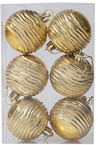 Bodhi2000 24 Stück / Set von Weihnachten Galvanik Kugeln Exquisite Kunststoff Flash Alle passenden hängenden Kugeln zum Dekorieren des Hauses - Golden