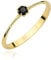 MARKO Damen Gold Verlobungsring mit schwarzem Diamanten 0.12Ct in Blumenform Fassung, 14 Karat Gold (585) | Goldring inklusive Box | Goldring für Frau (Schwarzer Diamant, 56 (17.8))