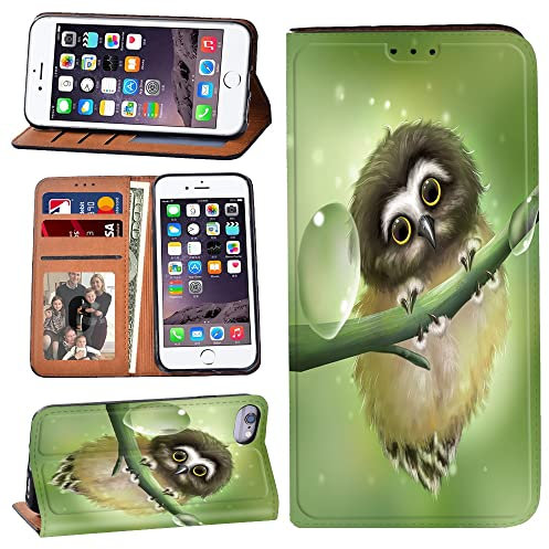 Printed Phone Case Fit iphone SE 2 (2020), iphone 6 / iphone 6S Soft Silicone TPU inner case + PU Leather Flip Wallet Stand Phone Case Cover for Apple iphone 7/ iphone 8 (cute owl)