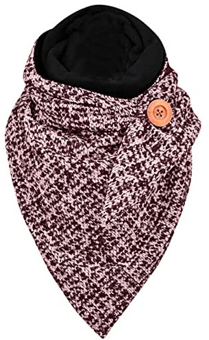 ihreesy Schal Damen Dreieck Drucken Button Dreieckschal,Elegant Herbstschal Wrap Schalcape Dreieck Schal Winterschal Feinstrick Halstuch Dreieckstuch Cape Halstücher,Rot