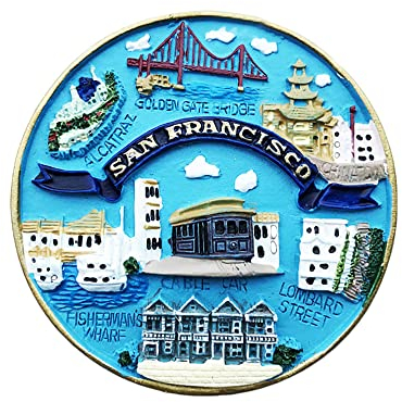San Francisco USA 3D-Kühlschrankmagnet, Souvenir, Geschenk, Harz, handgefertigt, San Francisco Kühlschrankmagnet, Heim- und Küchendekorationskollektion