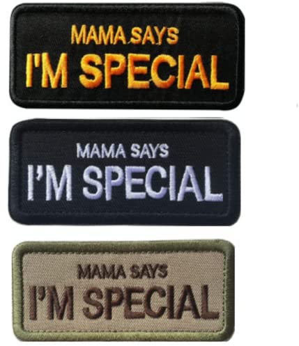 RUINUO 3-teiliges Bügelbild mit Klettverschluss, bestickt, Motiv: Mama-Says - I'm Special English Letter Words zum Aufnähen auf Taschen, Kleidung, Hüte