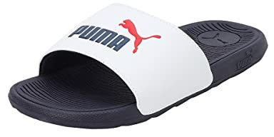 PUMA Cool Cat 2.0 Jr Slide Sandal, White Navy for All Time Red, 38 EU