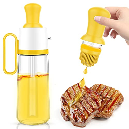 Douteille D'huile Avec Brosse De Nettoyage, Distributeur D'huile Avec Pinceau, Bouteille D'huile Avec Pinceau, Bouteille D'huile Avec Pinceau En Silicone, Pour Vinaigre, Barbecue, Cuisine (550 ml)