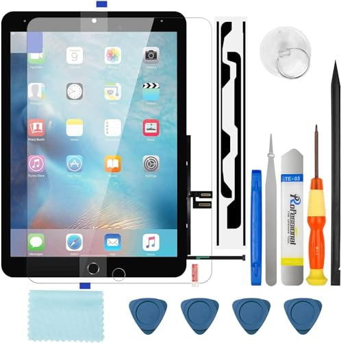 S-Union Bildschirm Ersatz-Kit mit Gehärtetem Glas Film,Upgraded Touch Screen Digitizer für iPad 9 9th Generation 2021 (A2602 A2603 A2604 A2605 (Schwarz)