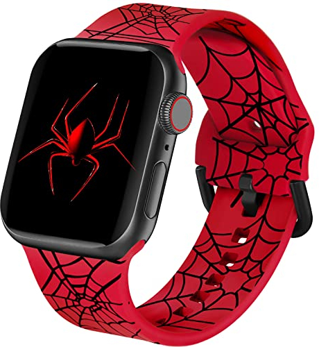 Acestar Doppelseitiges bedrucktes Sportarmband, kompatibel mit Apple Watch-Armband, 38 mm, 40 mm, 41 mm, niedliches Cartoon-Muster, weiches Silikon, 1 SE für Frauen und Männer, Spinnennetz