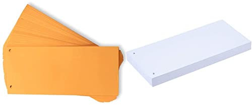 Oxford Trennstreifen, aus Karton, gelocht, 190 g/m², orange, 100 Stück & Trennstreifen, aus Karton, gelocht, 190 g/m², weiss, 100 Stück
