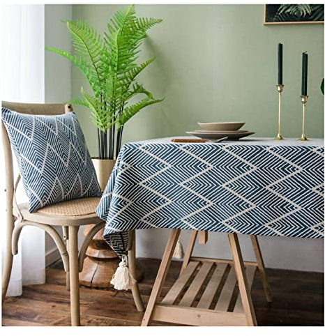 EHOMERY Tischdecke Abwaschbar Für Aussen Tischtücher Zum Besticken Quastenstreifen Tischdecke Terrasse Table Cloth Decorations Marine Tischschutz Dekoration 135X300Cm