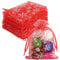 100 Stücke Organzasäckchen Weihnachten, Rot Schneeflocke Organzasäckchen 10x15cm, Klein Beutel mit Zugband, Geschenksäckchen Weihnachten für Weihnachtsseife, Schmuck, Süßigkeiten, Schokoladentaler