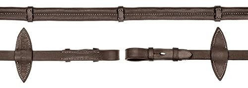 BRIDLERY Zügel Ultra-Soft Beschläge Silber, Nähte Weiß, Farbe Braun, Größe Warmblut/Vollblut
