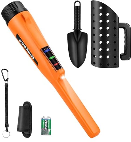 Dmyond Metal Detector Pinpointer & Accessories - IP68 Full Waterproof Handheld Pin Pointer Wand with 3 Modes - Includes Sand Sifter Scoop and Shovel for Beach Digging, Treasure Hunting