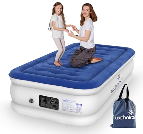 Luxchoice Deluxe Luftbett Selbstaufblasend mit Eingebauter Pumpe Aufblasbares Bett Schnelles Aufblasen in 3 Minuten Tragbares luftmatratze für Zuhause Camping Reisen Gästebett