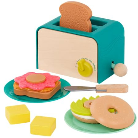 B. Juego de tostadora de Desayuno – Juego de Brunch de 14 Piezas – Tostadas y Sonidos emergentes – Juguetes de simulación – 3 años + – Mini Chef – Juego de Desayuno
