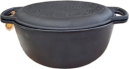 MAYSTERNYA Gusseisen Dutch Oven - Outdoor cooking - BBQ Bratpfanne Gusseisen - Schwarz (5 Liter)