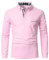 APAELEA Polo de Golf à Manches Longues Homme Coton Contrasté Plaid épissure Lattice Tennis Shirt,Rose,XL