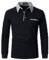APAELEA Men's Long Sleeve Polo Shirts Striped Polo Collar Cotton Golf Tennis T-Shirt Tops Navy Blue X-Large