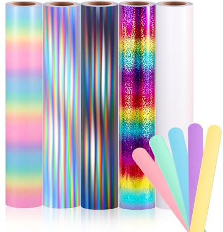 VINYL FROG Rouleau de vinyle adhésif permanent arc-en-ciel brillant pour tasse, tasse, fenêtre, décoration d'intérieur et autres projets de bricolage 30,5 x 1,5 m