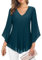 Gemulate Womens Blouses Ruffle 3/4 Sleeve Mesh Ladies Tops Chiffon Double-Layered Tunic Tops Loose Flowy Shirts-Dark Green,2XL