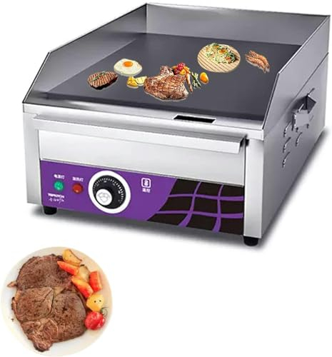Piastra per Barbecue Elettrica Griglia Elettrica Professionale in Ghisa Bistecchiera Elettrica Professionale, Alloggiamento in Acciaio Inox, con Temperatura Regolabile per Casa Ristorante,360d-1pc